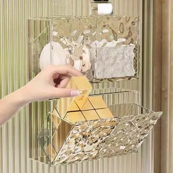 Коробка для хранения ватных дисков, настенный держатель для хранения тампонов, прозрачный самоклеящийся органайзер для ванной комнаты для дома