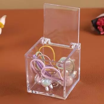 Коробка для хранения Yousheng, акриловый квадратный куб-органайзер с крышкой, прозрачный дизайн, пылезащитная многоцелевая акриловая коробка для показа ювелирных изделий 2pcs