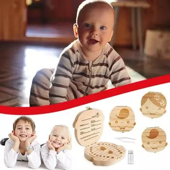 Коробка для хранения зубов для мальчиков и девочек, подарок для детей, сувенир, накопление дерева