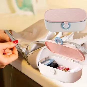 Коробка для игл и ниток из полипропилена, большая вместимость, коробка для хранения швейных игл своими руками серый/белый