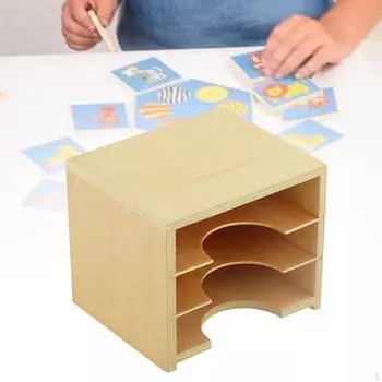 Коробка для карточек Монтессори, держатель для карточек, торговая колода, большая, деревенская, деревянная, полка для карточек, карта