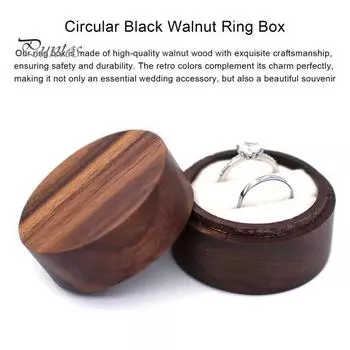 Коробка для колец, винтажная деревянная коробка для хранения колец, витрина с двойным кольцом для предложения, помолвки, дня Святого Валентина Single чёрный