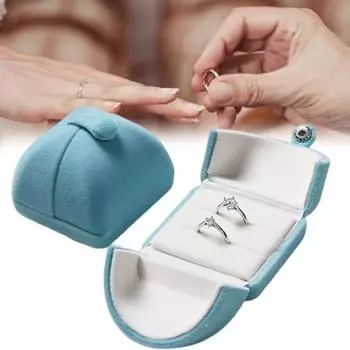 Коробка для колец, винтажная пуговица с замком, двойное открытие, элегантная шкатулка для драгоценностей для свадьбы, помолвки, вечеринки синий