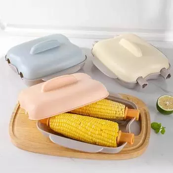 Коробка для кукурузы для микроволновой печи с крышкой и ручкой, без BPA, можно мыть в посудомоечной машине синий