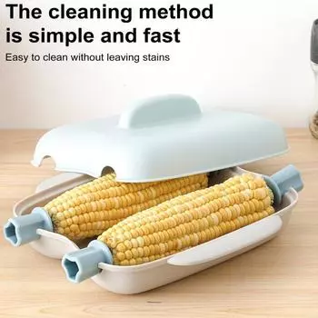 Коробка для кукурузы для микроволновой печи с крышкой и ручкой, без BPA, можно мыть в посудомоечной машине синий