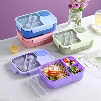 Коробка для ланча Bento для детей, девочек, мультяшных студентов, кавайных, милых, с подогревом, 3 сетки, для сэндвичей, закусок, специальная столовая, для хранения продуктов синий