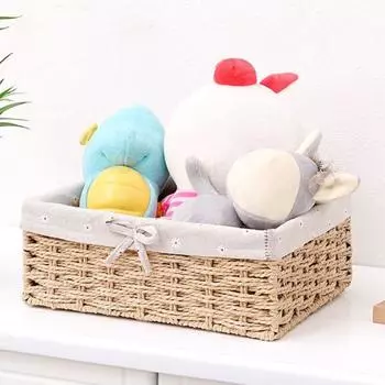 Коробка для мелочей, прочная конструкция, хорошая вместимость, ткань, многофункциональная одежда ручной работы, игрушки, корзина для хранения из ротанга для дома M хаки