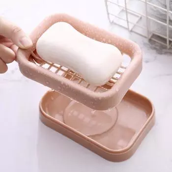 Коробка для мыла для ванной комнаты, двухслойная сетчатая дренажная система, быстросохнущая, гладкий край, сплошной цвет, держатель для мыла, поднос для мыла, органайзер для гостиничного мыла, домашняя ванная комната розовый