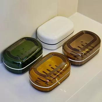 Коробка для мыла для ванной комнаты, двухслойная, быстрый дренаж, прозрачная, с крышкой и съемной сливной стойкой, пылезащитный кухонный поднос для мыла в отеле, органайзер для мыла