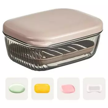 Коробка для мыла для ванной комнаты, двухслойный быстрый дренаж, прозрачный с крышкой и съемной сливной стойкой, пылезащитный кухонный поднос для мыла в отеле, держатель для мыла чистый/чёрный