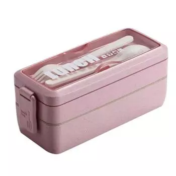 Коробка для обеда 750 мл/1000 мл, легкая, удобная для переноски, двух-/трехслойная коробка для бенто для пикника, школьного офиса Dual Layer зелёный