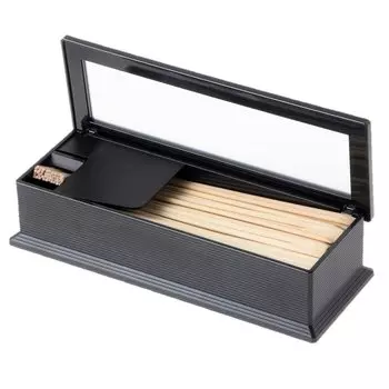 Коробка для палочек Strix Design, сделано в Японии, черная крышка с футляром для зубочисток, подходит для палочек длиной до 23 см, легко вынимается, сканер отпечатков пальцев