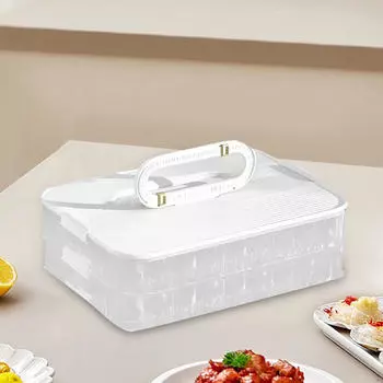 Коробка для пельменей, мясо, свежий, прочный кухонный органайзер с крышкой, штабелируемый, многоцелевой, для вечеринки дома White 2 Layers
