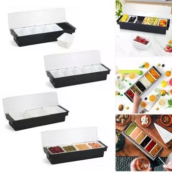 Коробка для приправ, фруктовая овощная приправа, контейнер с крышкой, лоток для диспенсера, пластиковый органайзер для мороженого, салат-бара 5Grid