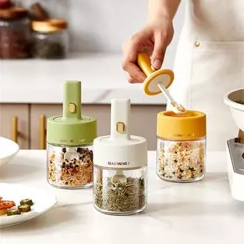 Коробка для приправ Телескопическая банка для приправ Крышка-ложка Герметичная банка для соли Приправа Бытовая бутылка для приправ Кухонные принадлежности белый