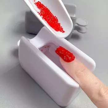 Коробка для пудры для ногтей, большая, экономящая место, мини-контейнер для двухслойной французской пудры для ногтей, для женщин белый