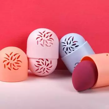 Коробка для яиц Yousheng Beauty, полая, дышащая, влагонепроницаемая, отдельная конструкция, пыленепроницаемая, портативная, быстросохнущая, косметическая губка, коробка для хранения принадлежностей для макияжа синий