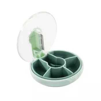 Коробка для разделения таблеток из АБС-пластика, многоразовый слайсер из нержавеющей стали, разделитель для хранения таблеток, аксессуары для офисных деловых поездок светло-зеленый