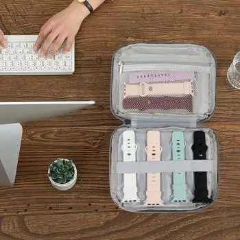 Коробка для ремешка для часов Apple Watch, чехол для ремешка, кабель для передачи данных, дорожная сумка для хранения смарт-часов, коробка для часов-органайзеров чёрный