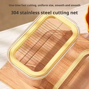 Коробка для резки масла, проволока из нержавеющей стали, блюдо для масла с крышкой, контейнер для масла 500 г для холодильника, диспенсер для быстрой резки жёлтый