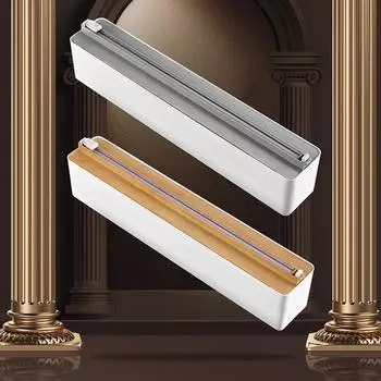 Коробка для резки пищевой пленки, алюминиевая фольга, выдвижной нож, хранение на кухне, диспенсер для пищевой пленки, резак, кухонные принадлежности серый