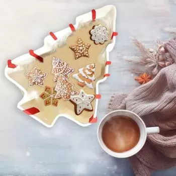 Коробка для рождественской елки Yousheng, коробка для хранения тортов в форме елки, контейнер для хранения продуктов из смолы, органайзер для конфет и закусок, контейнеры с крышкой для декора рабочего стола 1pc