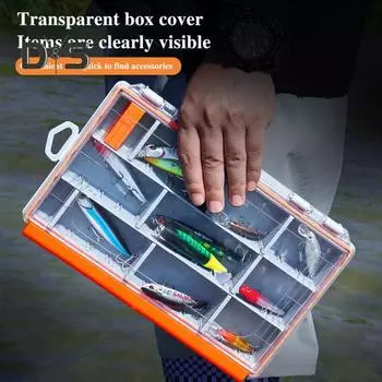 Коробка для рыболовных приманок со съемными разделителями, большая вместимость, портативная, водонепроницаемая, прочная, искусственная приманка, органайзер, кейс для хранения, контейнер S оранжевый