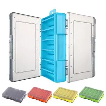 Коробка для рыболовных снастей, 12 отделений, двусторонняя коробка-органайзер для приманок, U-образный складной многофункциональный лоток для приманок синий