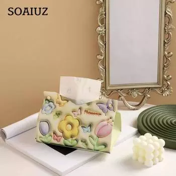 Коробка для салфеток для гостиной, светлая роскошная высококачественная кожаная бумажная коробка, высококачественная коробка для хранения салфеток для домашнего журнального столика 01