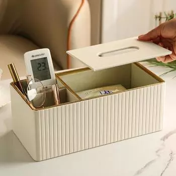 Коробка для салфеток для гостиной, высококачественная бытовая простая современная бумажная коробка, креативный журнальный столик, настольный ящик для хранения с пультом дистанционного управления None серый