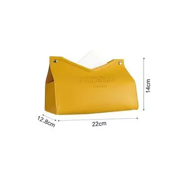 Коробка для салфеток из искусственной кожи, современный кубический чехол для салфеток, декоративный органайзер, диспенсер для ванной комнаты, спальни жёлтый