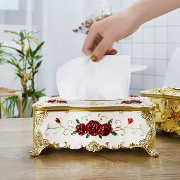 Коробка для салфеток Магнитная присоска Съемная крышка 4-ножная опора Легко наполнять Извлечение Европейский контейнер для салфеток Поставка для гостиной