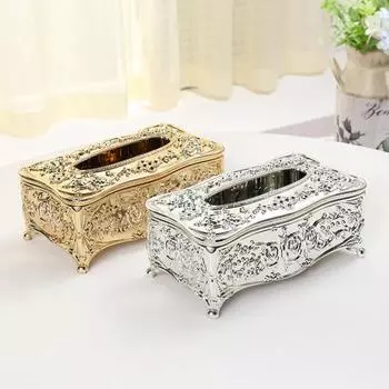 Коробка для салфеток прямоугольная с рельефным узором акриловая многоцелевая уникальная коробка для салфеток для кухни золотистый