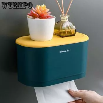 Коробка для салфеток Punch-FreeWall Hanging Box Home Living Room Decoration Kitchen Desktop Storage Box Salkin Holder Bathroom Accessories 23.5*12.5*13cm светло-синий