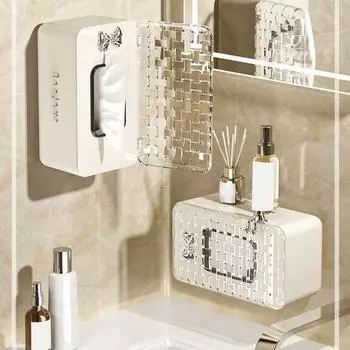 Коробка для салфеток, стильная тканая текстура, настенная коробка для хранения салфеток с крышкой для дома, ванной комнаты, гостиной A