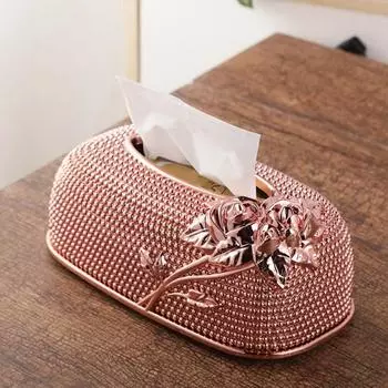 Коробка для салфеток в европейском стиле, большая емкость, пластиковый декоративный элегантный контейнер для салфеток, настольный декор розового золота