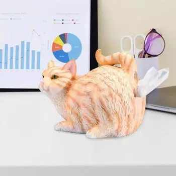 Коробка для салфеток в форме очаровательного кота, держатель для хранения салфеток, забавный контейнер для салфеток из смолы для домашнего рабочего стола в ванной комнате черный белый