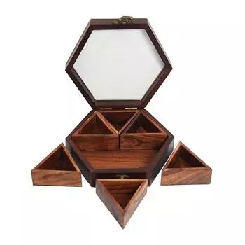 Коробка для специй из дерева шишам ручной работы с 6 съемными контейнерами, коробка для шоколада