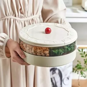 Коробка для сухофруктов с крышкой, герметичный двухслойный отсек, контейнер для закусок, органайзер для хранения еды, поднос для вечеринок Single Layer чёрный