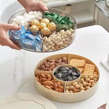 Коробка для сухофруктов Yousheng с крышкой, герметичный двухслойный отсек, контейнер для закусок, органайзер для хранения продуктов, поднос для вечеринок, конфеты, орехи, закуски Single Layer красный