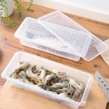 Коробка для свежих продуктов, прямоугольная коробка для хранения фруктов, мяса, прозрачный кухонный прозрачный чехол для морозильной камеры S