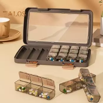 Коробка для таблеток, герметичный компактный многоразовый прочный чехол для таблеток на семь дней, товары для дома зелёный