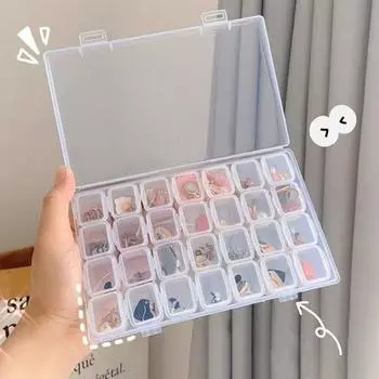Коробка для таблеток, однорядная, 28-сетчатая, прозрачная, видимая, креативная, для командировок, инструмент из полипропилена, чехол для хранения украшений для ногтей, алмазная живопись, для офиса прозрачный