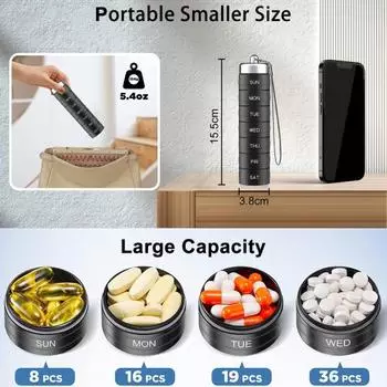 Коробка для таблеток, портативная независимая сетка, пылезащитная, герметичная, прочная, водонепроницаемая, металлическая, еженедельная коробка-органайзер для таблеток, уличная поставка серебряный