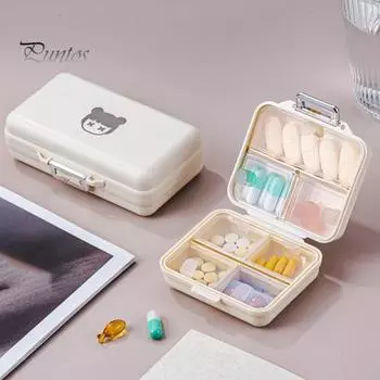 Коробка для таблеток Портативный дорожный органайзер для таблеток Компактный держатель для таблеток с 7 отделениями для дома на открытом воздухе Small жёлтый