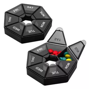 Коробка для таблеток с 7 отделениями чёрный