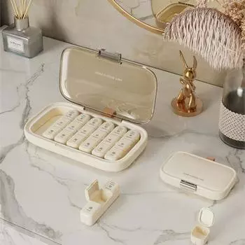 Коробка для таблеток с крышкой, отсеком, дизайн, хорошая герметизация, 1 большой, 7 маленьких, портативный еженедельный дозатор таблеток, чехол для повседневного использования C