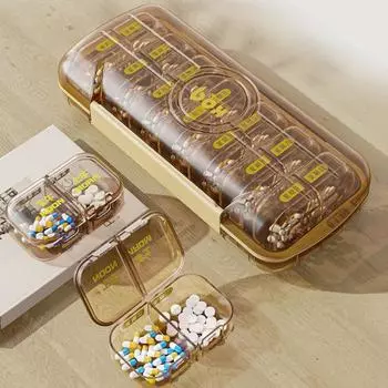 Коробка для таблеток, удобный семидневный контейнер для таблеток, 14 отделений, дизайн, органайзер для еженедельных таблеток для домашних путешествий зелёный