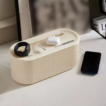 Коробка для укладки кабелей Органайзер для шнура, чехол для хранения проводов Защитная крышка Удлинитель питания белый