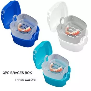 Коробка для ванны для протезов, ящик для хранения накладных зубов с подвесным сетчатым контейнером